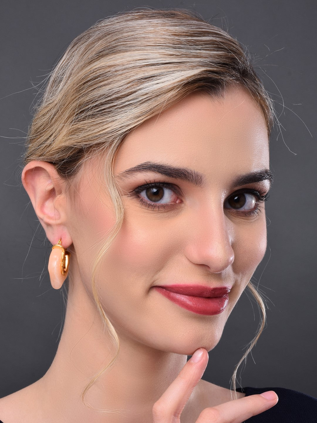 Curved Peach Hoop Earring