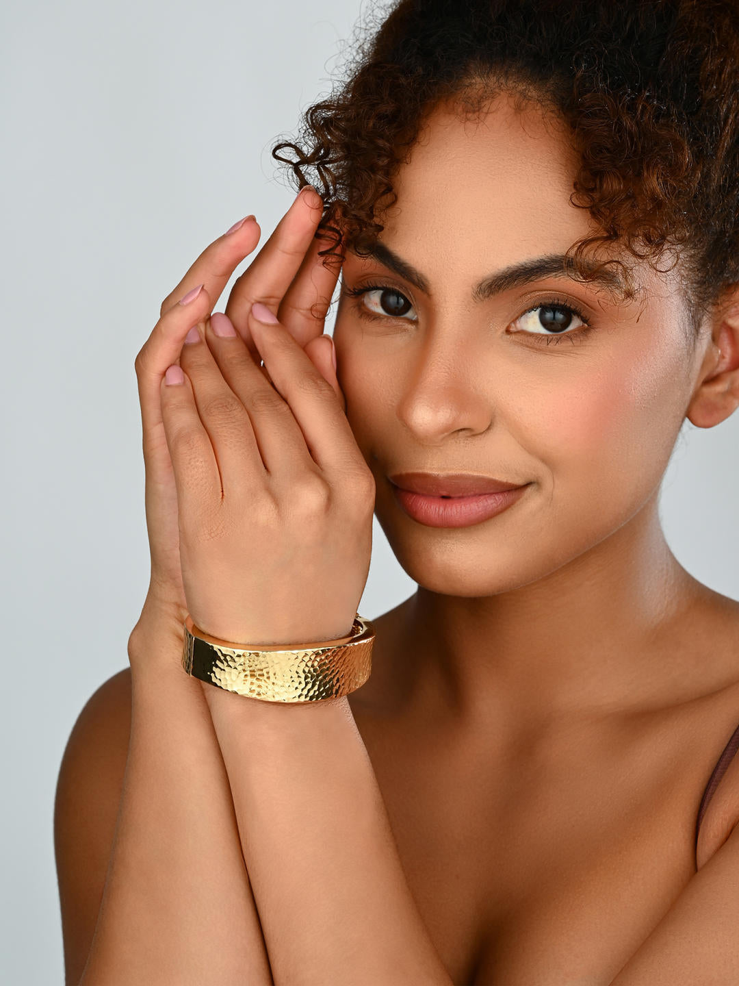 Textured Gold-Tone Statement Bangle