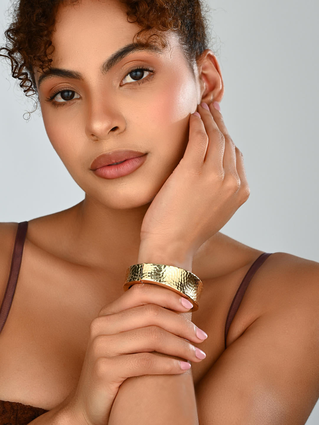 Textured Gold-Tone Statement Bangle