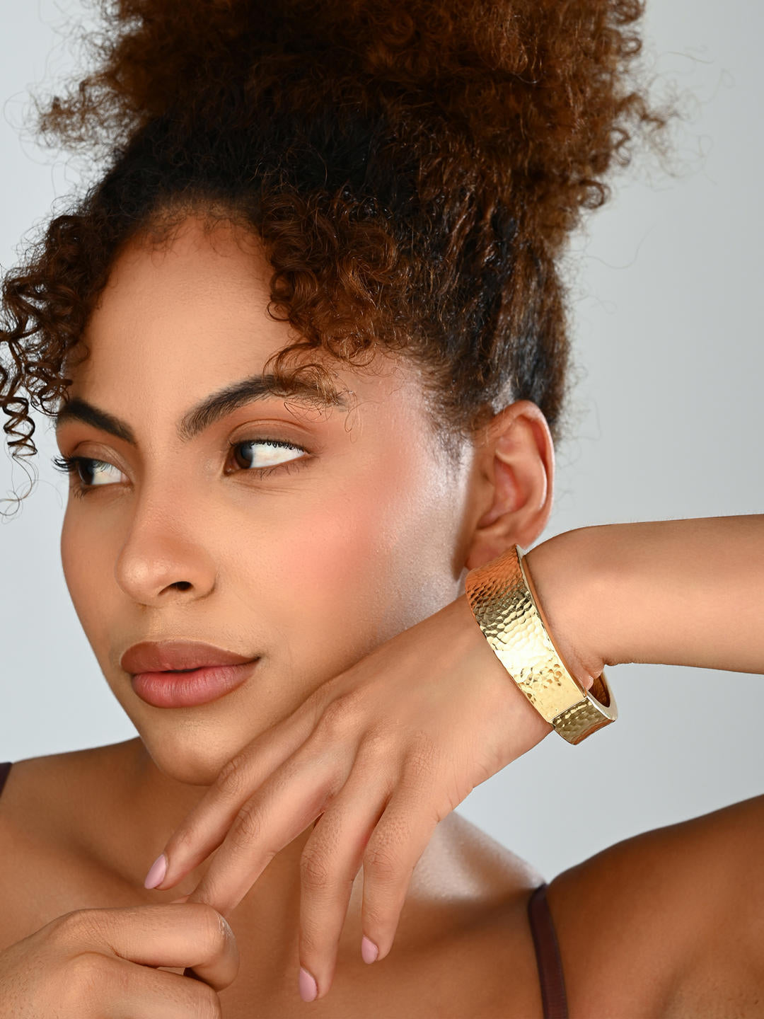 Textured Gold-Tone Statement Bangle
