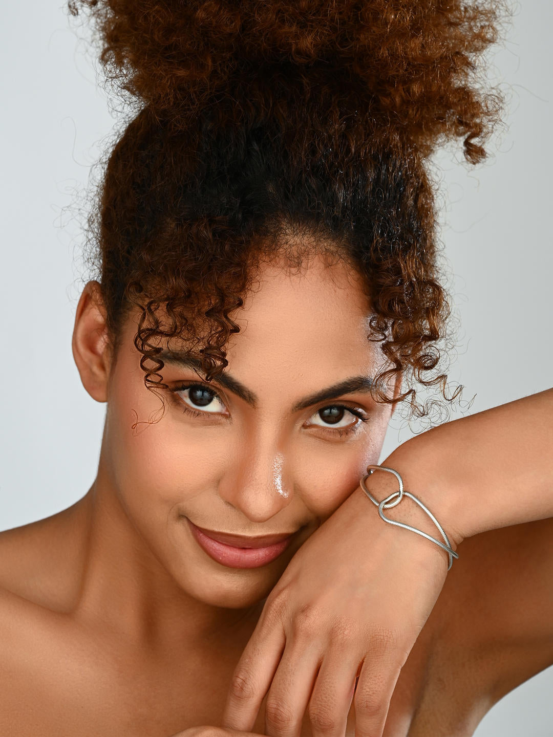 Abstract Loop Silver-Tone Statement Bangle