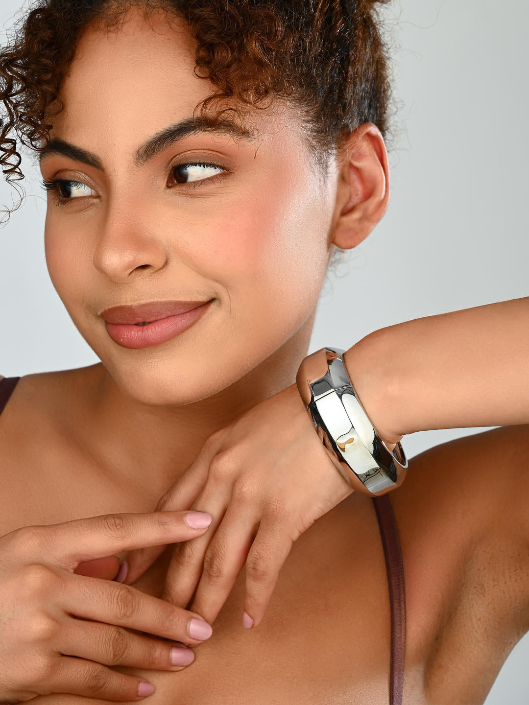 Bold Silver-Tone Chunky Bangle