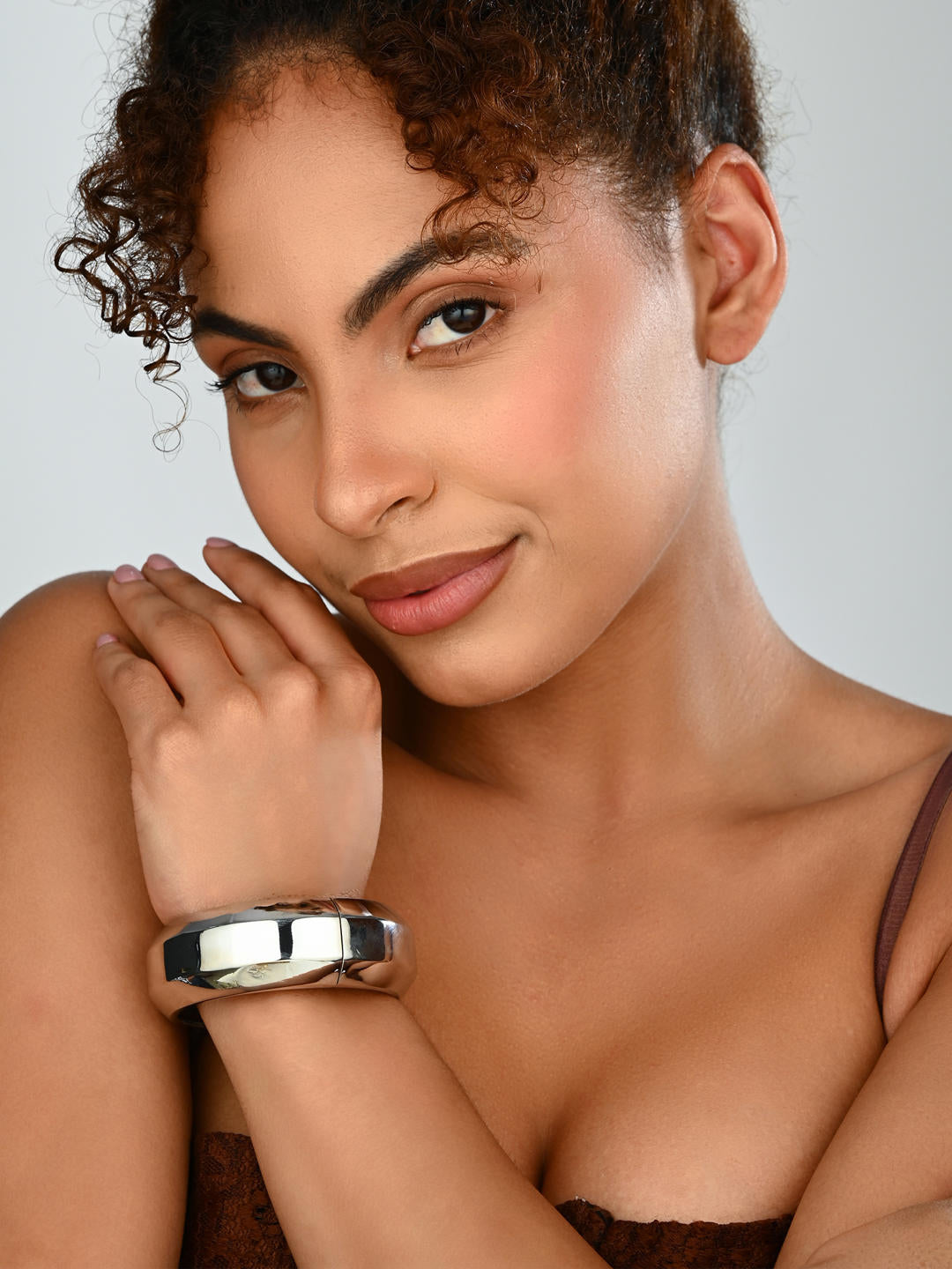 Bold Silver-Tone Chunky Bangle