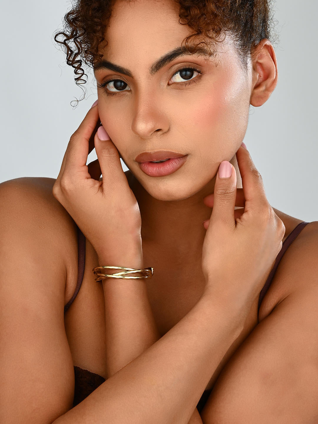 Aurielle Dual Curve Gold Cuff Bracelet