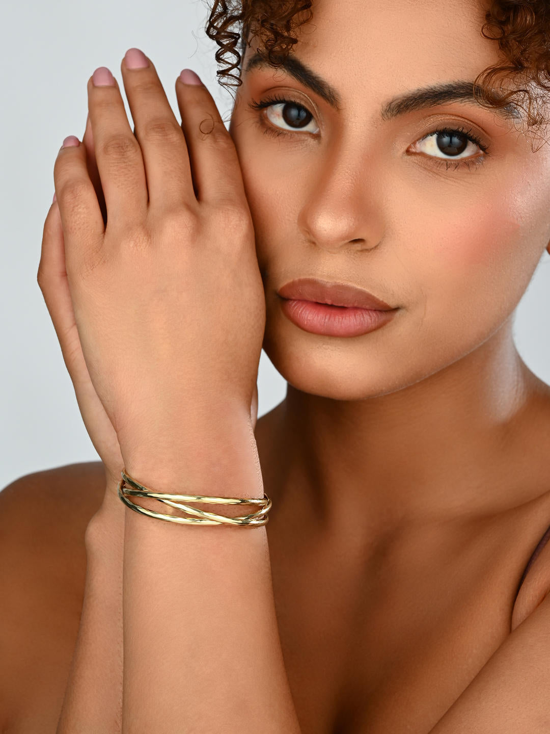 Aurielle Dual Curve Gold Cuff Bracelet