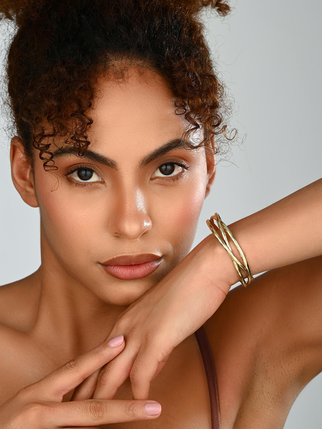 Aurielle Dual Curve Gold Cuff Bracelet