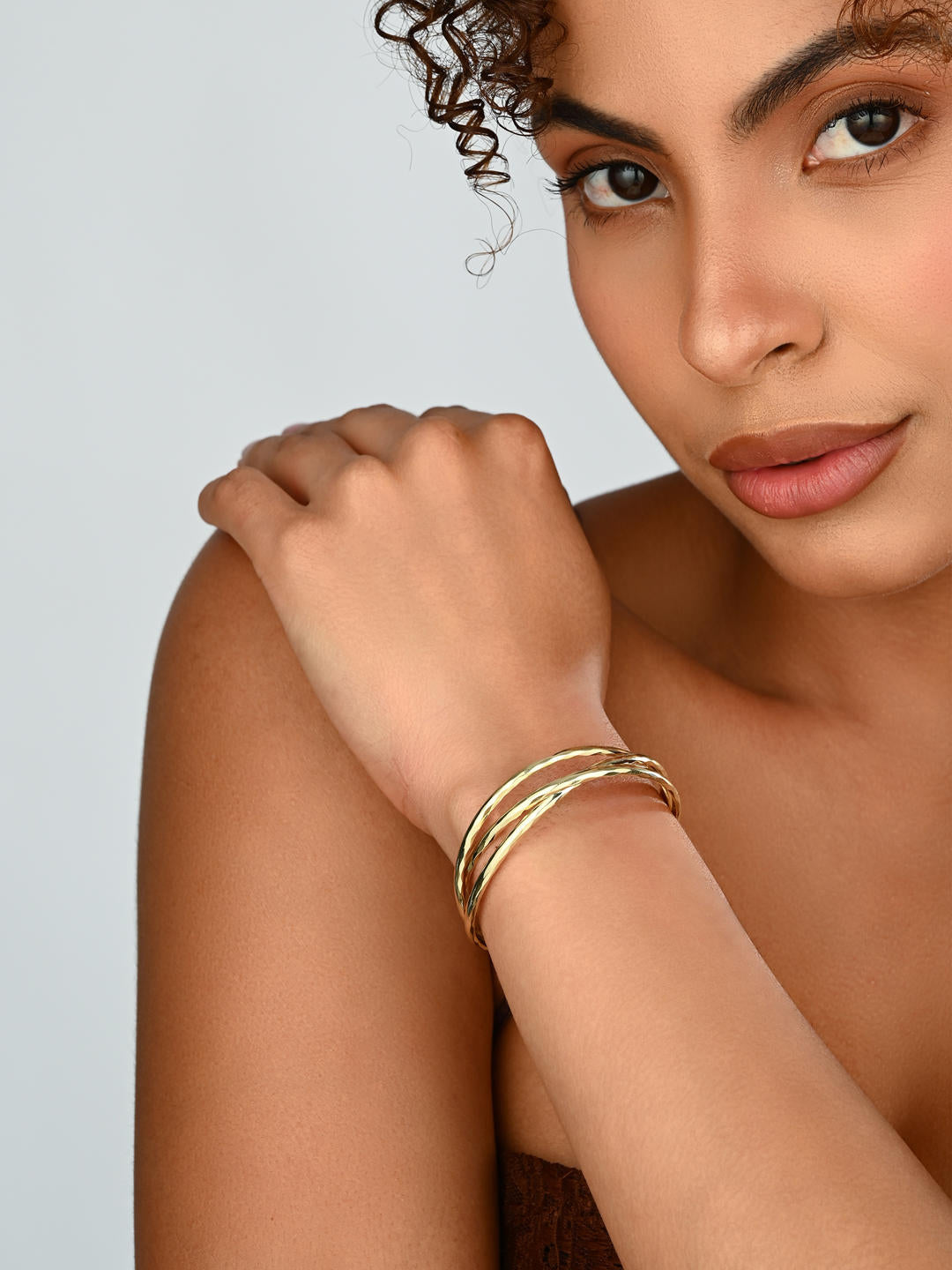 Aurielle Dual Curve Gold Cuff Bracelet