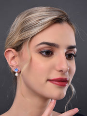 Elegant Blue Pearl Drop Earring