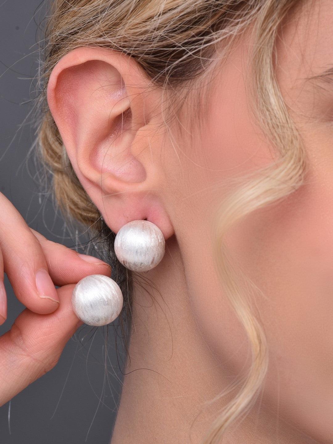 Minimalist Ball Design White Stud Earring