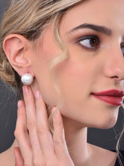 Minimalist Ball Design White Stud Earring