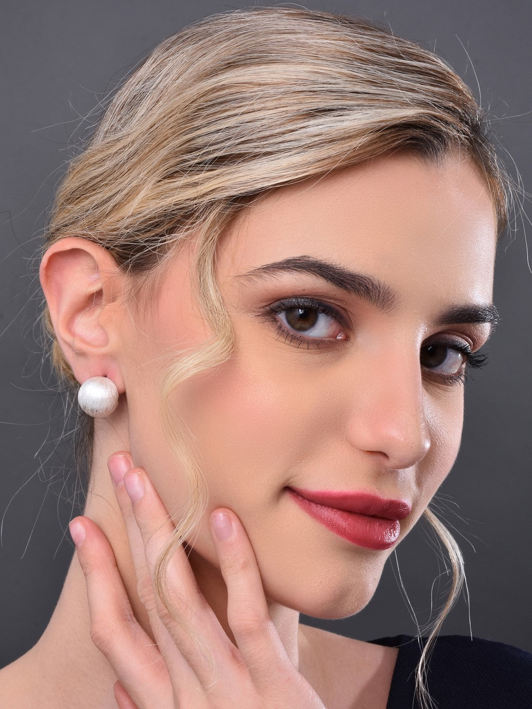 Minimalist Ball Design White Stud Earring
