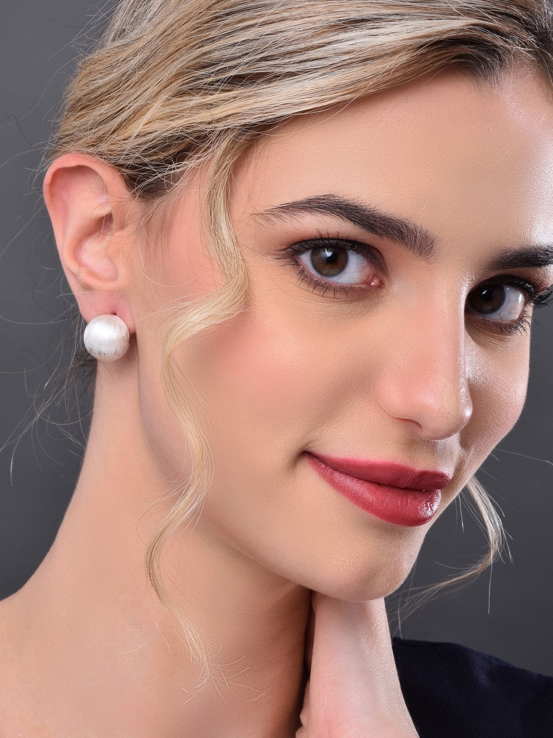 Minimalist Ball Design White Stud Earring