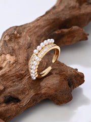 Golden Pearl Crest Adjustable Ring
