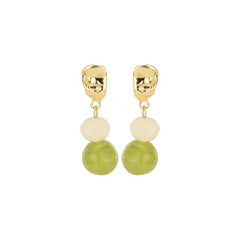 Acrylic drop earrings with White & Green beads
