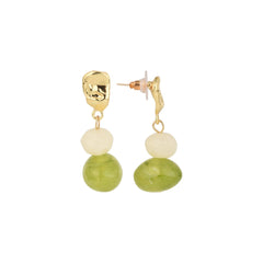 Acrylic drop earrings with White & Green beads