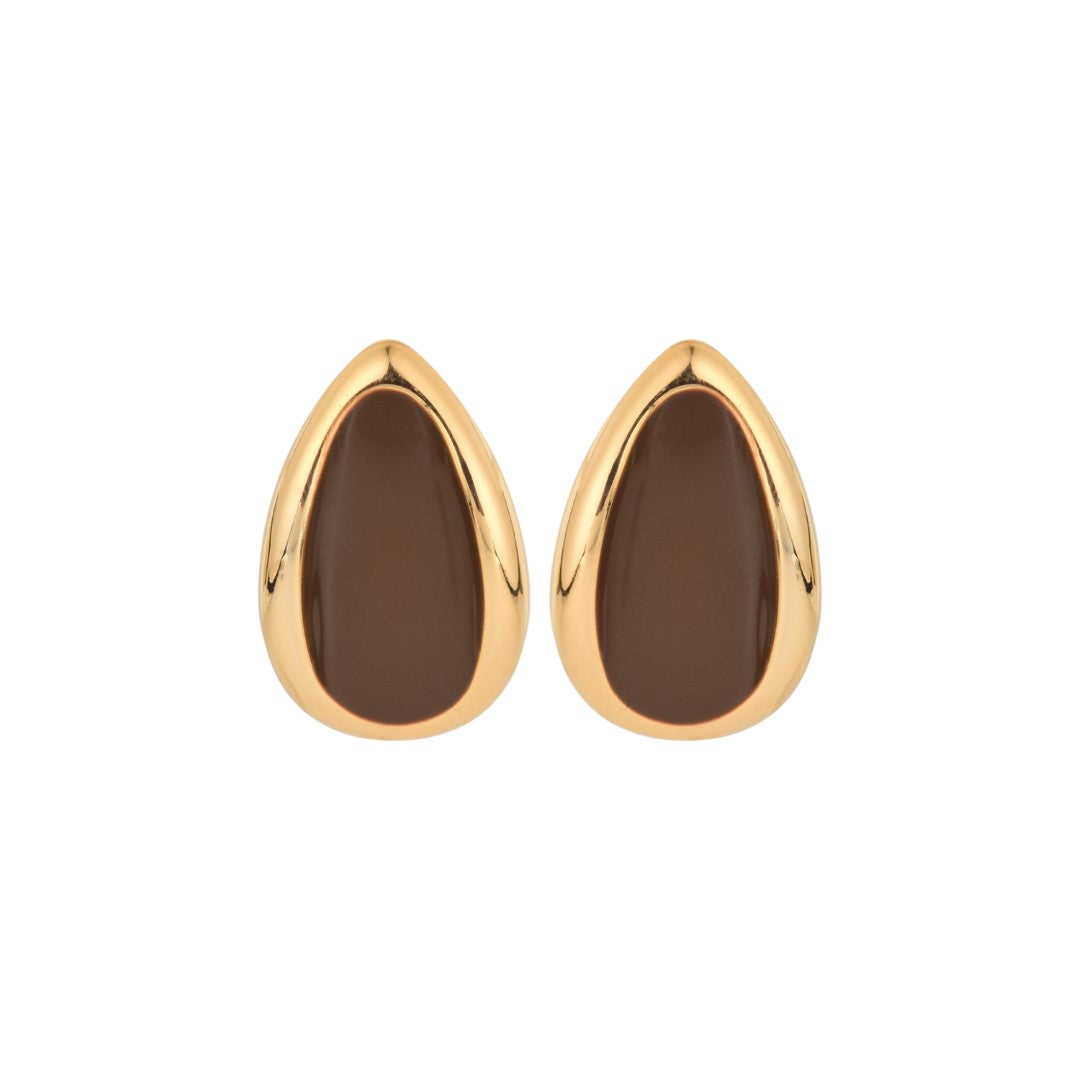 Brown Enamel Stud Earring