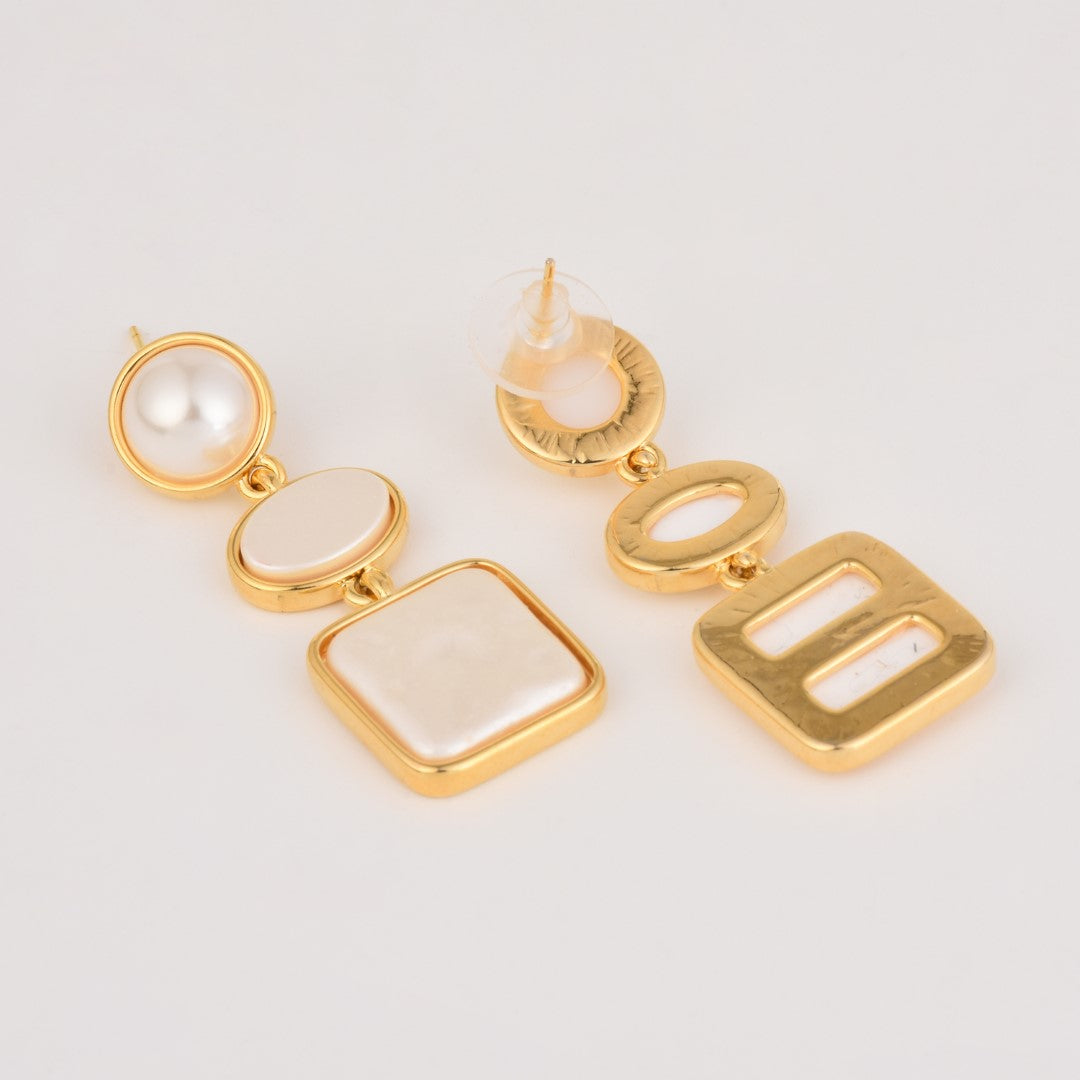 Geometric Pearl Earrings