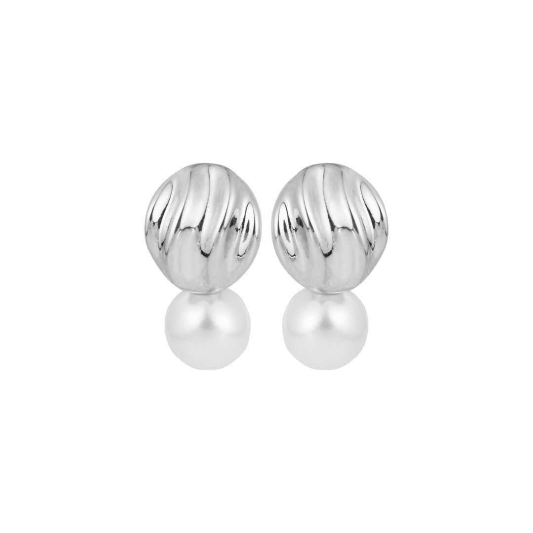Silver Studs with Pearl Drop