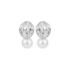 Silver Studs with Pearl Drop