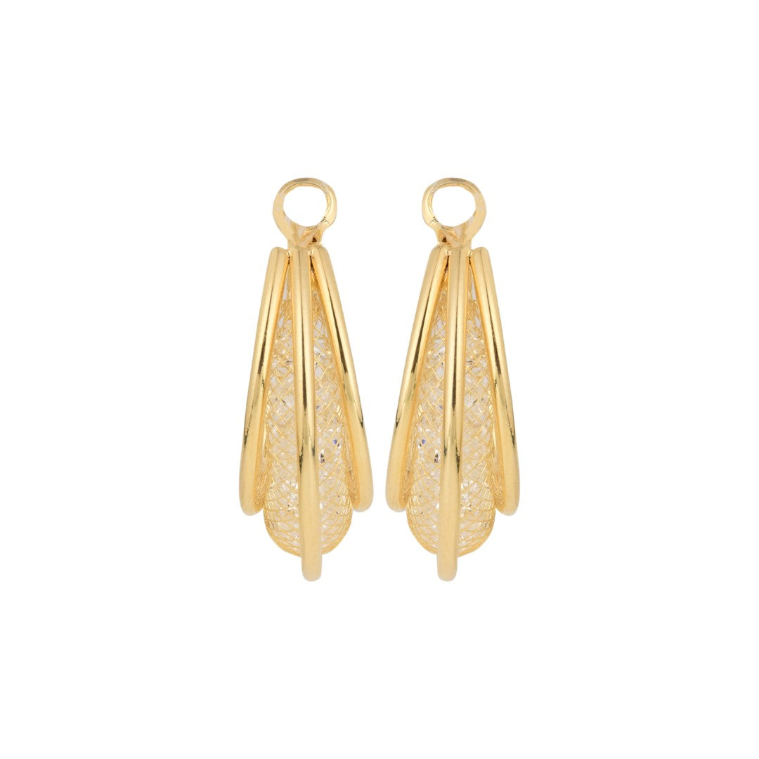 Oval Sparkling 14k Mesh Hoop Earrings
