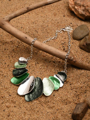Green & Silver Pebble Necklace