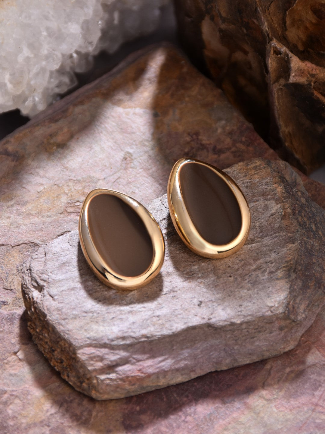 Brown Enamel Stud Earring
