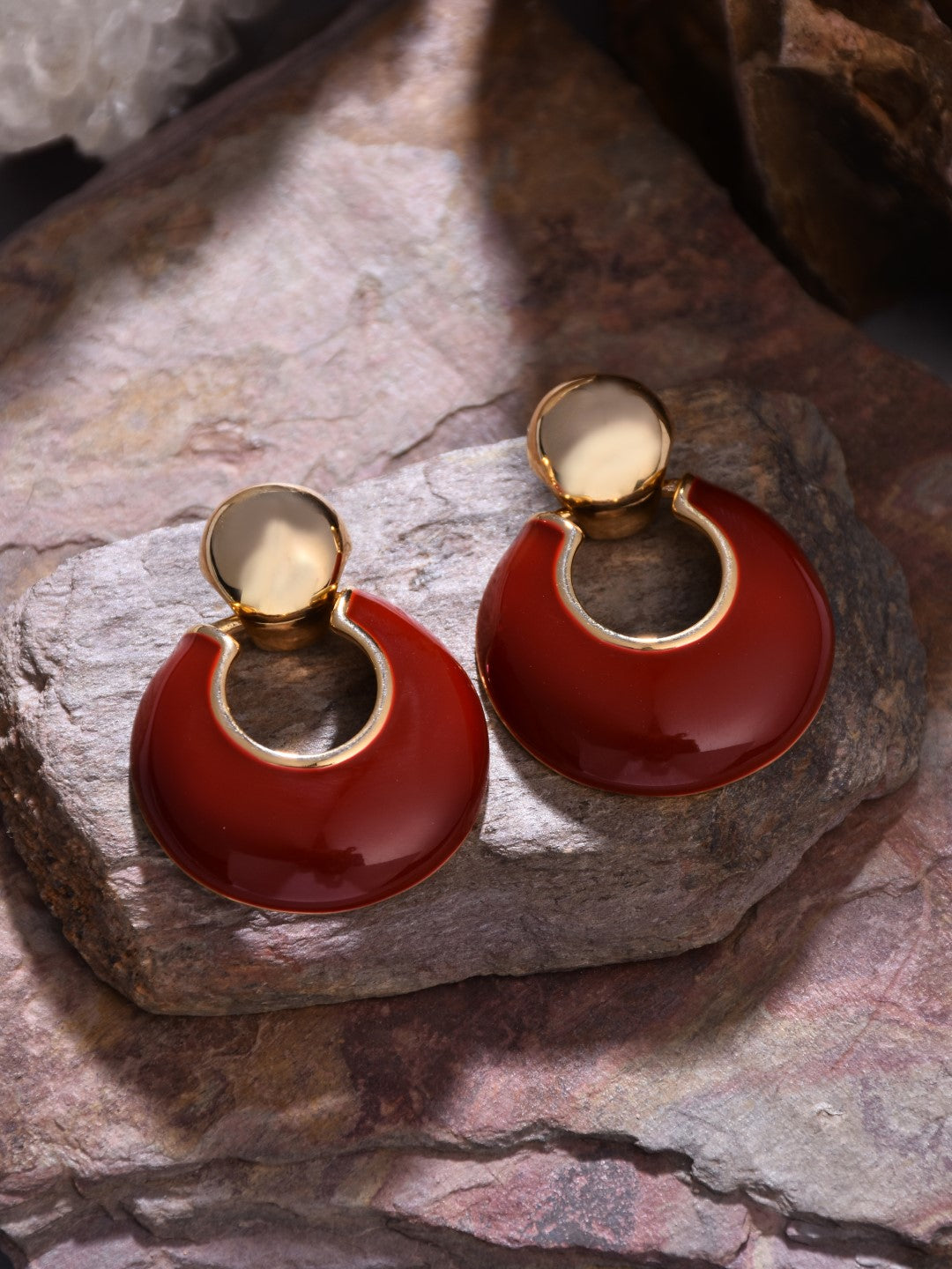 Maroon Round Drop Earring