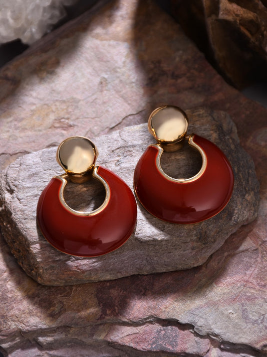 Maroon Round Drop Earring