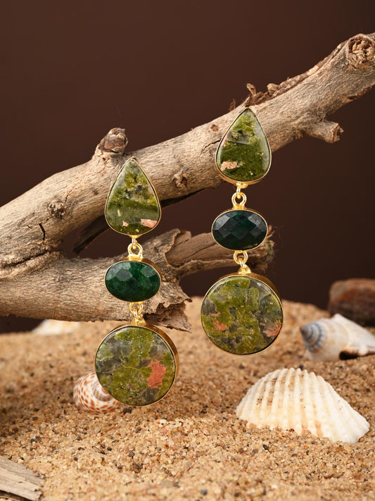Forest Mist Green Stone Earrings