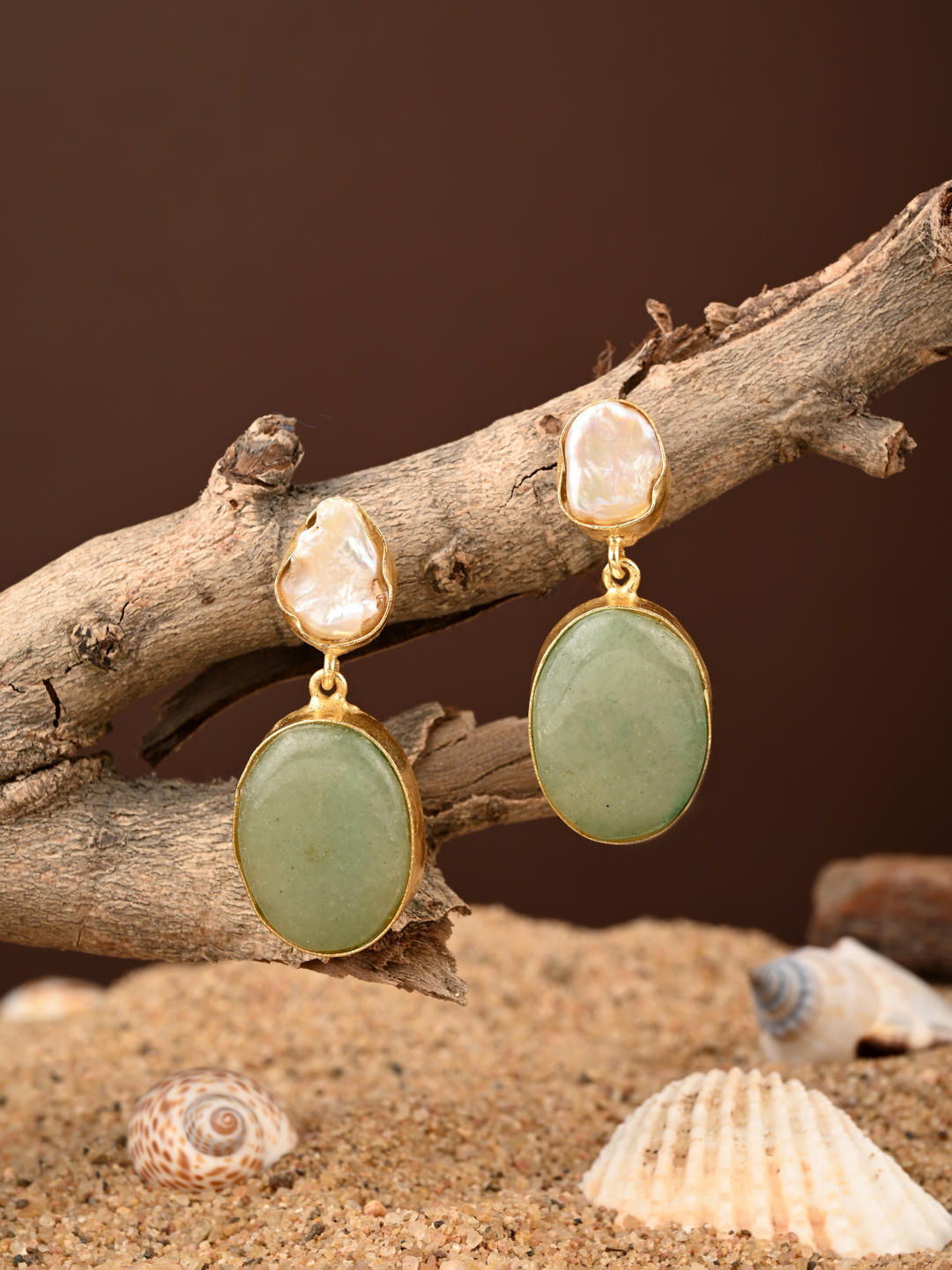 Sage Pearl Drop Earring
