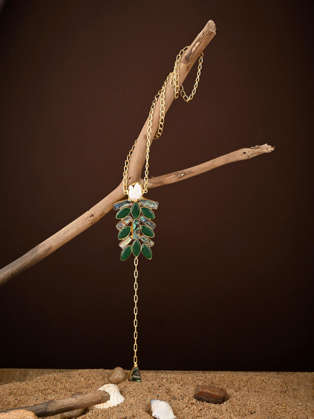 Emerald Vine Lariat Necklace