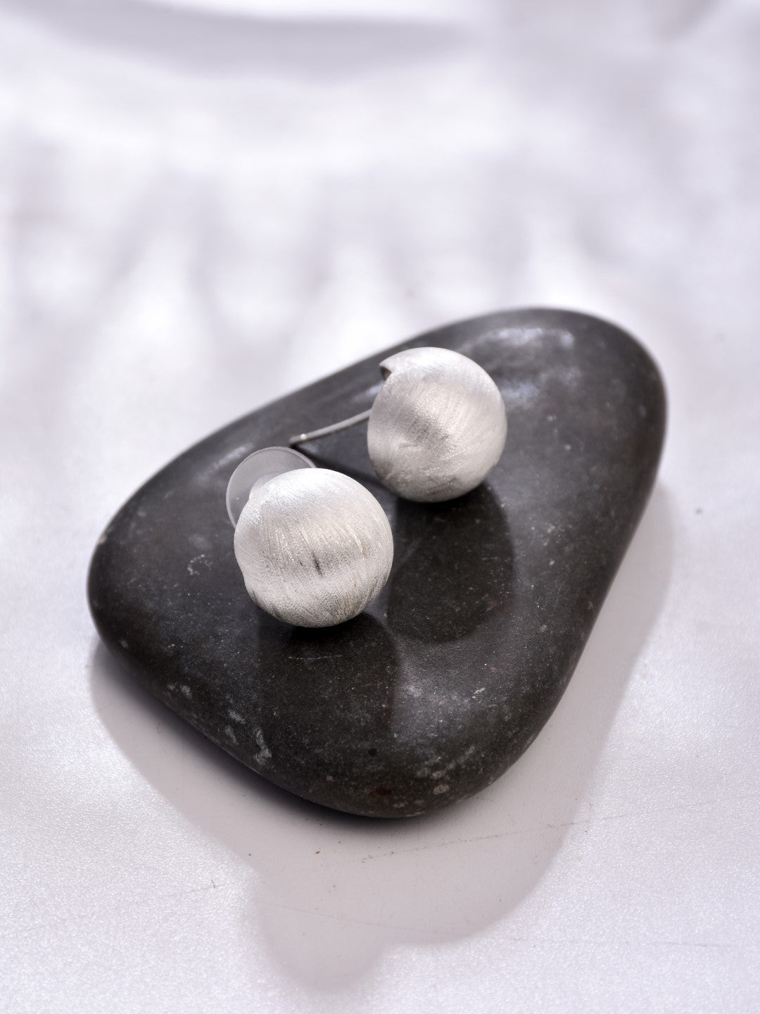 Minimalist Ball Design White Stud Earring