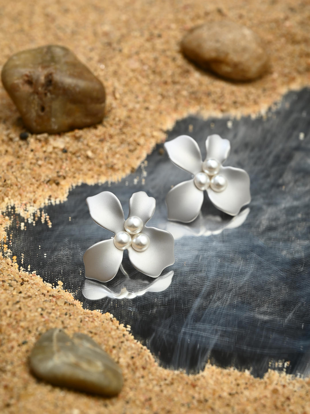 Silver Bloom Stud Earrings
