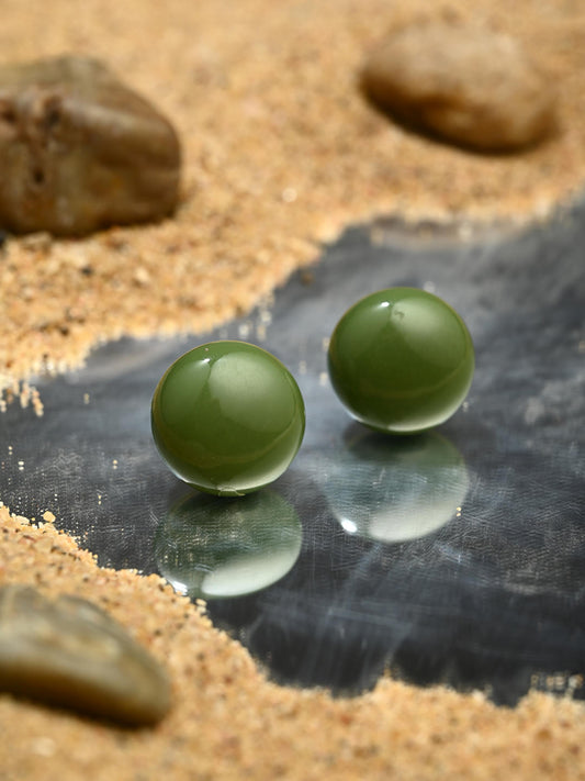Olive Sheen Stud Earrings