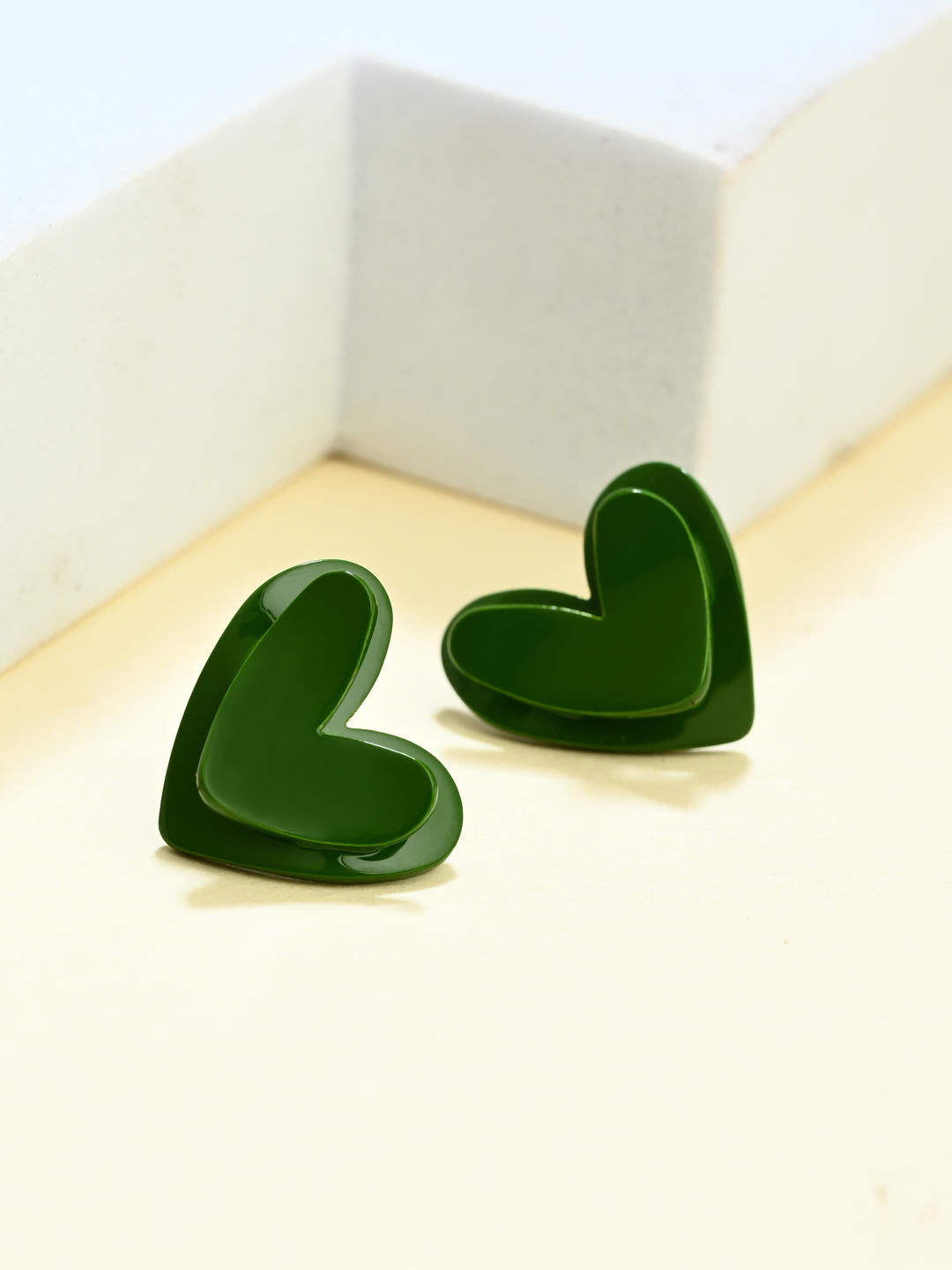 Emerald Heart Stud Earrings