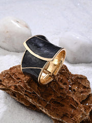 Enamel Monarch Statement Cuff – Black