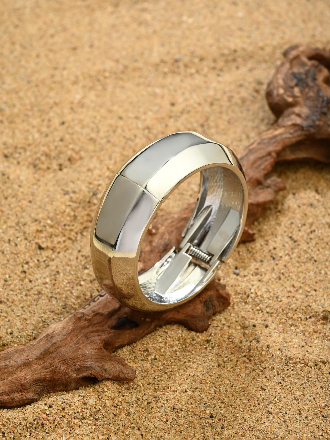 Bold Silver-Tone Chunky Bangle