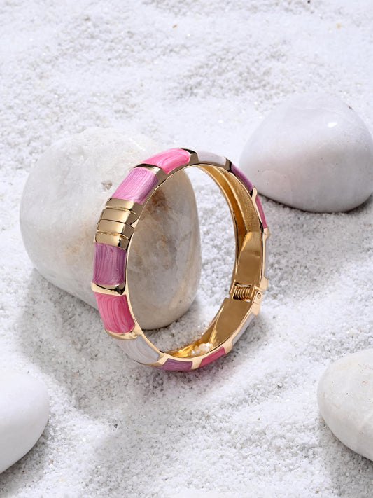 Enamel Voyage Colorblock Bangle – Pink