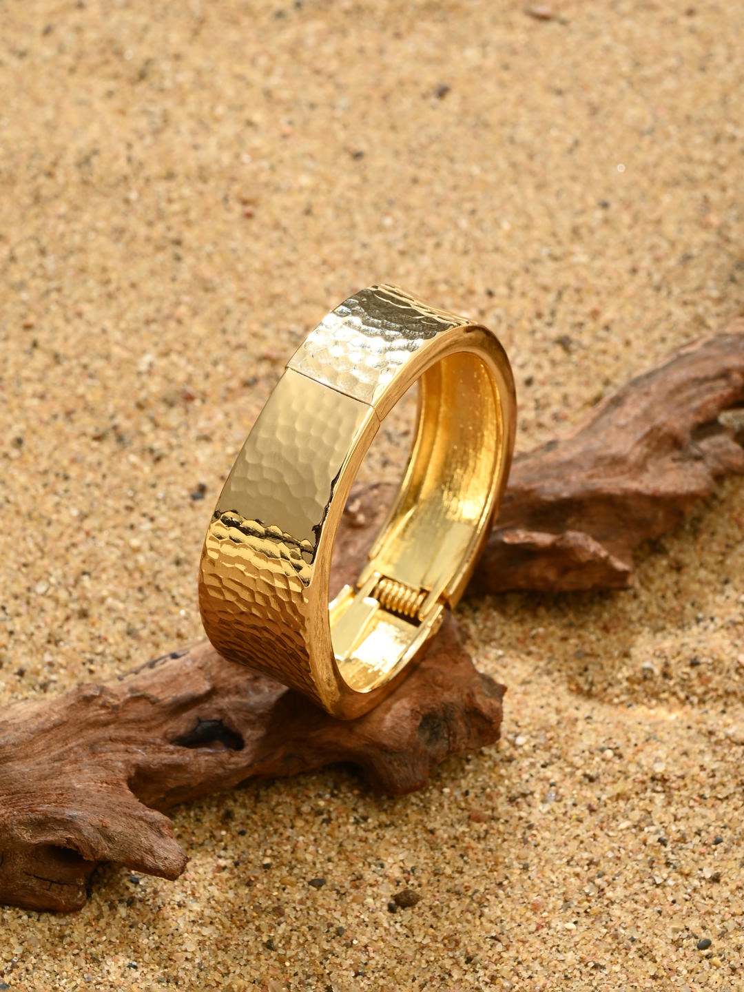 Textured Gold-Tone Statement Bangle