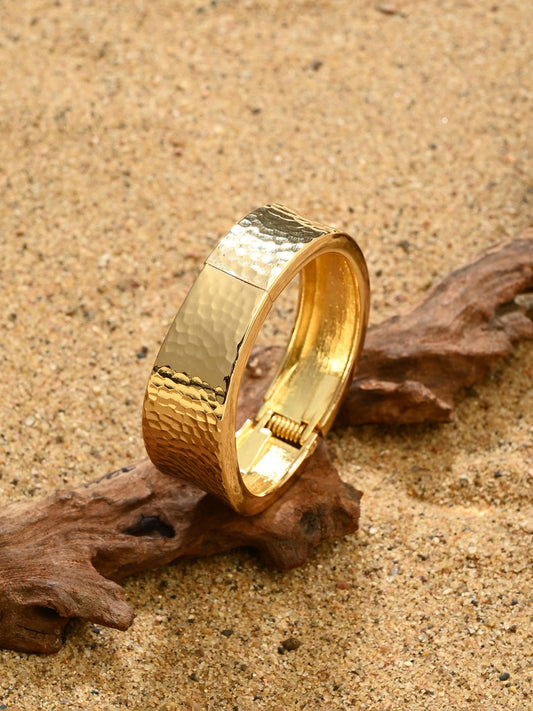 Textured Gold-Tone Statement Bangle