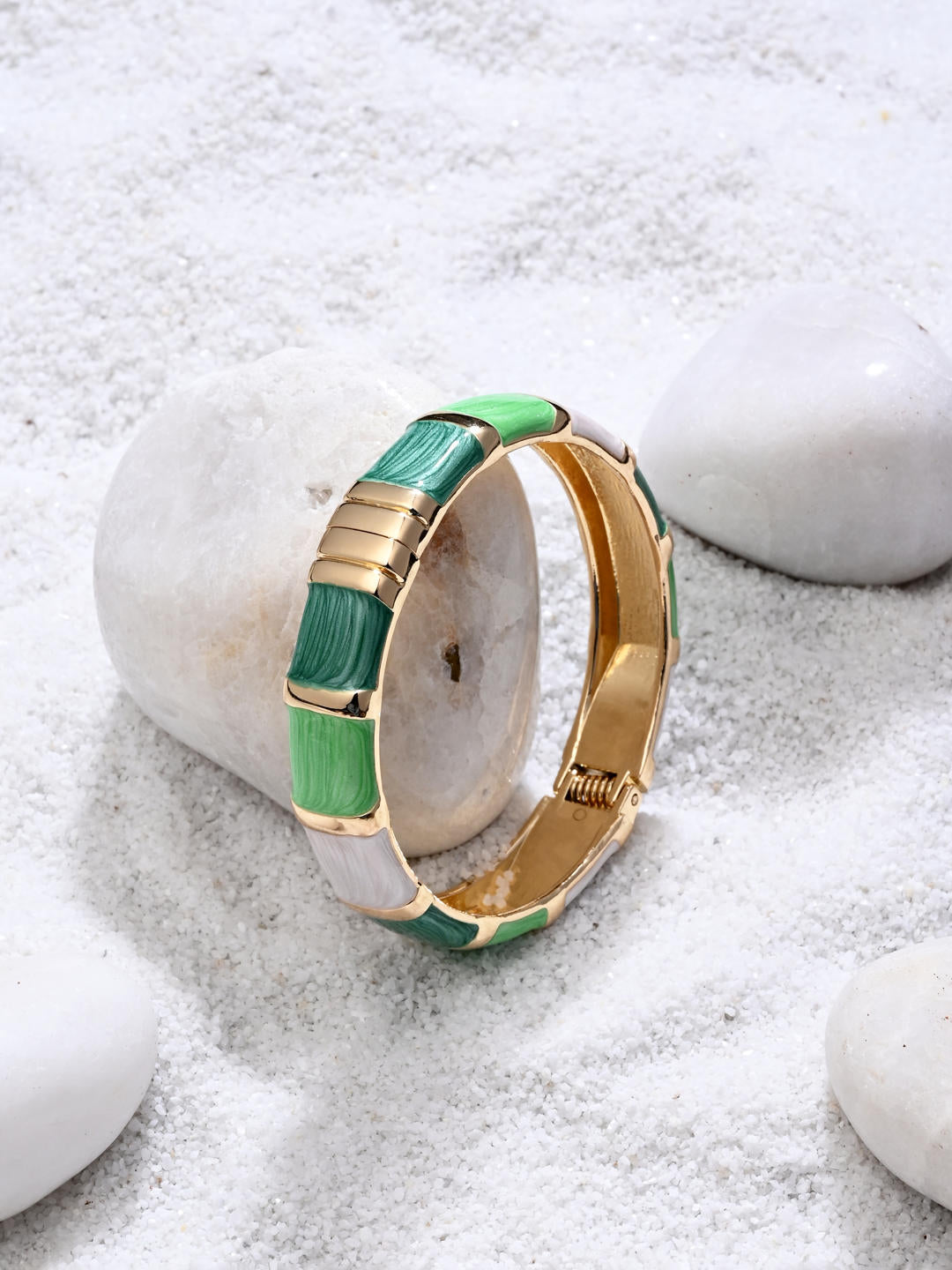 Enamel Voyage Colorblock Bangle – Mint Green