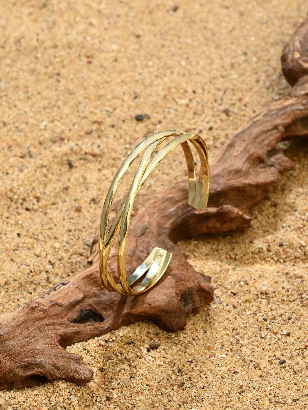 Aurielle Dual Curve Gold Cuff Bracelet