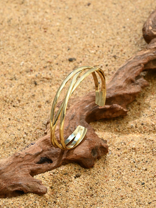 Aurielle Dual Curve Gold Cuff Bracelet