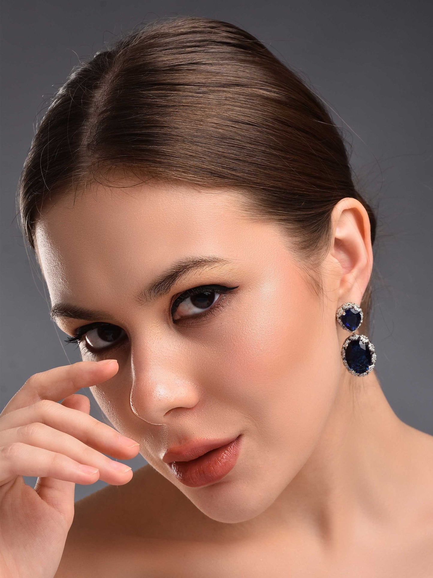 Sapphire Blue Rhinestone Earrings