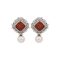 Radiant Red Pearl Drop Earrings