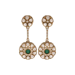 Kundan Emerald Blossom Drops