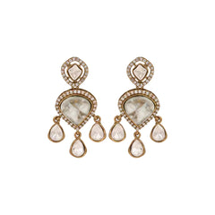 White Kundan Drop Earring