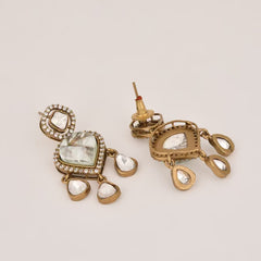 White Kundan Drop Earring