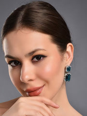 Sparky Blue  Rhinestone Halo Earrings