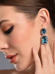 Sparky Blue  Rhinestone Halo Earrings
